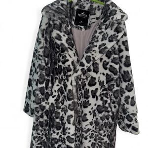 Hollister-co Women's Grey and Black Coat